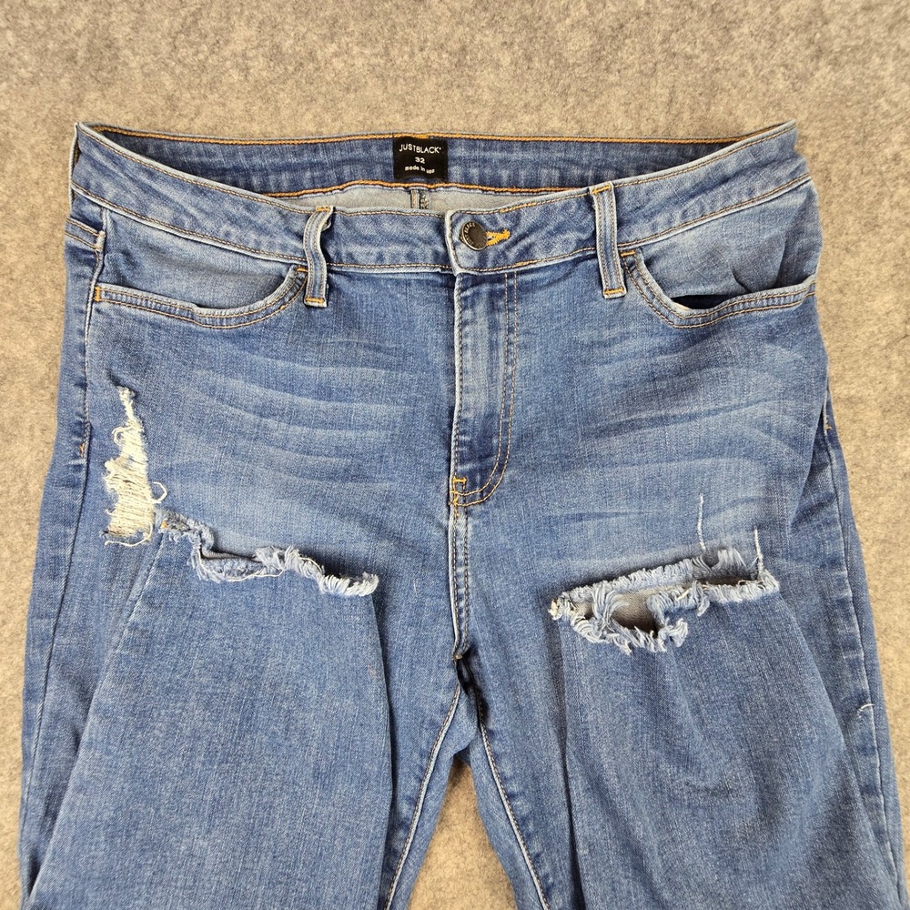 Just Black Denim Jeans Women 32 Blue Skinny Distressed Raw Hem CD48C